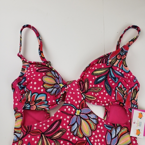 Tabitha Brown x Target Pink Floral Cutout One Piece Swimsuit size XS NEW - Picture 2 of 11
